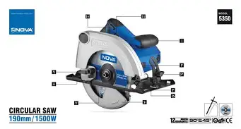 اره گرد بر نووا مدل 5350 قدرت ۱۵۰۰ وات سایز ۱۹۰ میلی‌متر
